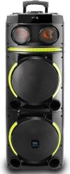 Engage EPS-1222/W100 12" X 2 Party Speaker, Dynamic Disco Lights, Rechargeable Battery, Powerful Audio Performance, FM Radio Functionality, Convenient Remote Control, Black EPS-1222/W100