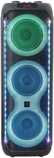 Engage EPS-0832/W60 8"X 3 Party Speaker, Dynamic Disco Lights, Rechargeable Battery, Powerful Audio Performance, FM Radio Functionality, Convenient Remote Control, Black | EPS-0832/W60