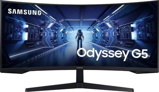 Samsung Odyssey G5 Curved Gaming Monitor, 34" VA Display, UltraWide QHD Resolution, 165Hz Refresh Rate, 1ms (MPRT) Response Time, AMD FreeSync Premium Technology, Black | LC34G55TWWMXUE